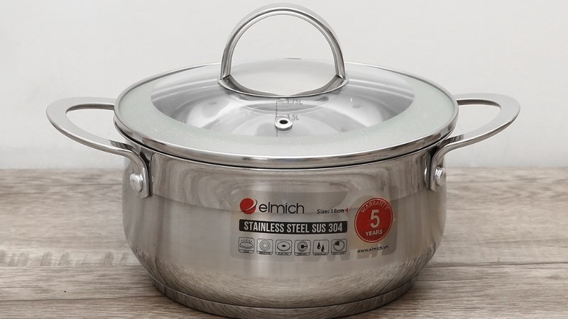 Nồi inox 3 đáy nắp kính 18 cm Elmich Celestine 2355275