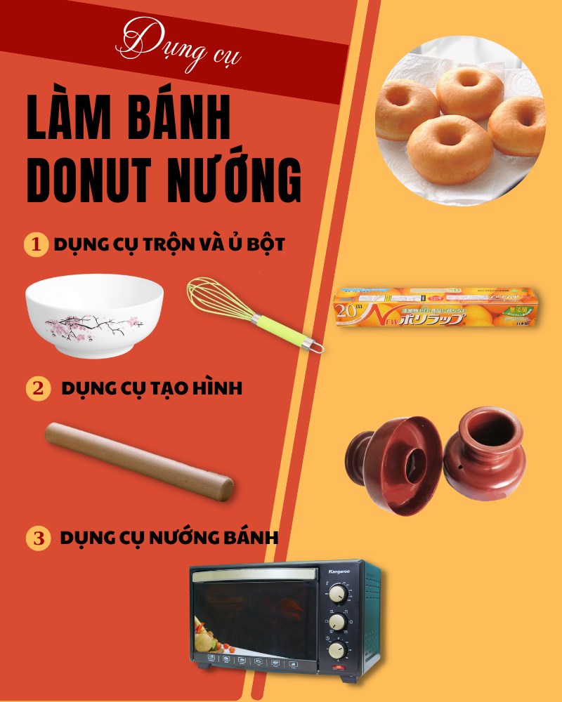 Combo dụng cụ làm bánh donut nướng tại nhà