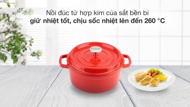 Nồi gang Rapido được đúc từ hợp kim của sắt