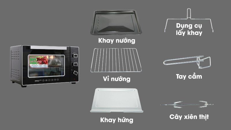 Dụng cụ đi kèm lò nướng Sanaky VH5099S2D 50 lít