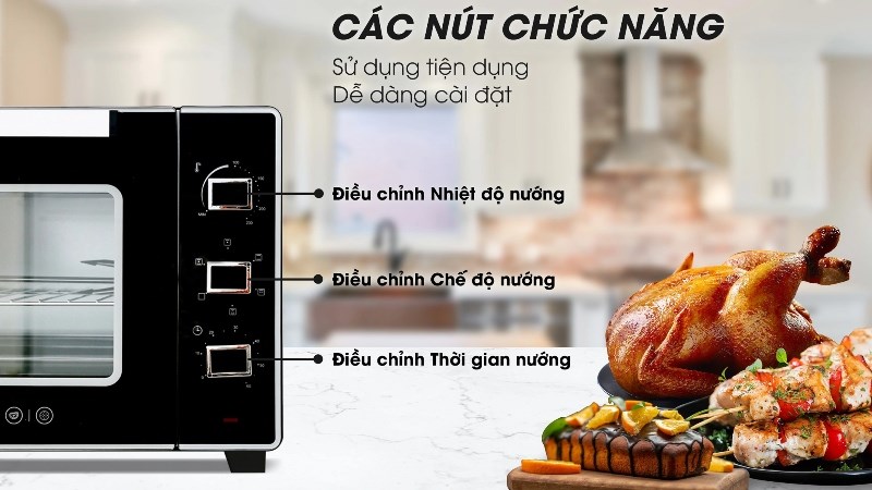 Bảng điều khiển của lò nướng Sanaky VH5099S2D 50 lít