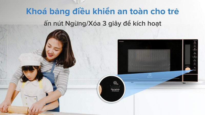 Tính năng an toàn của lò vi sóng có nướng Electrolux EMG25D89GGP