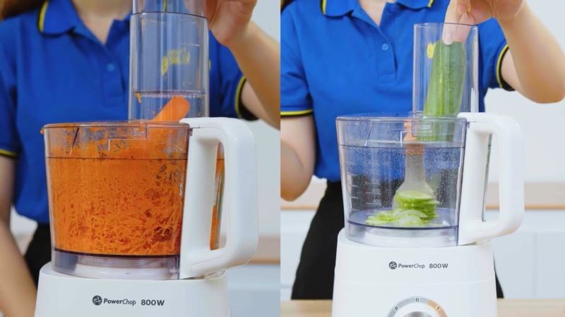 Cho c&agrave; rốt, dưa leo v&agrave;o m&aacute;y xay đa năng Philips HR7510/00