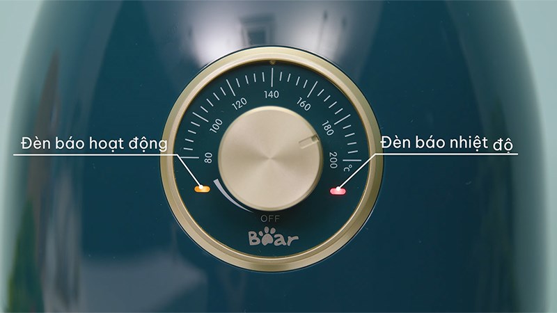 Đ&egrave;n b&aacute;o hoạt động của nồi chi&ecirc;n kh&ocirc;ng dầu Bear QZG-A14D