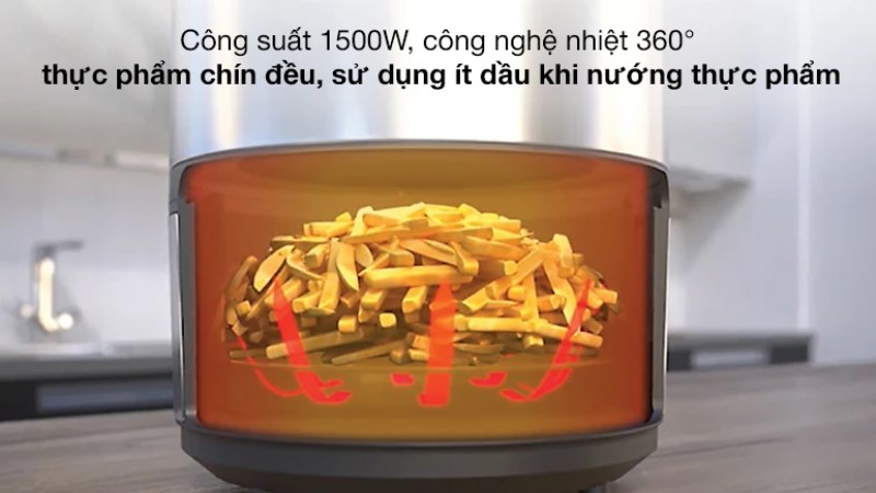 Công suất và công nghệ nấu của nồi chiên không dầu Tefal EY401D15