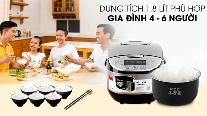 Nồi có dung tích lớn nấu được nhiều cơm cho gia đình đông thành viên