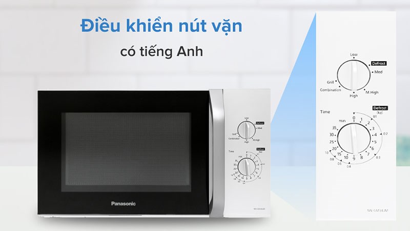 Bảng điều khiển tiếng Anh của  lò vi sóng có nướng Panasonic NN-GM34JMYUE