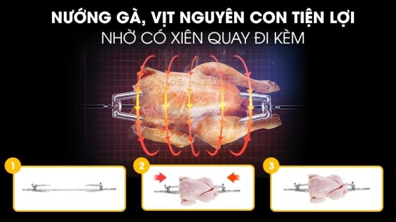 Nướng g&agrave; vịt nguy&ecirc;n con tiện lợi nhờ c&oacute; xi&ecirc;n quay đi k&egrave;m
