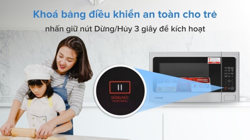 Chế độ khóa bảng điều khiển của lò vi sóng có nướng Toshiba ER-SGS34(S1)VN