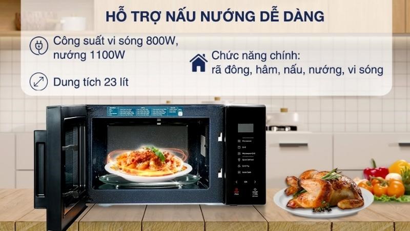 Lò có công suất vi sóng và nướng cao