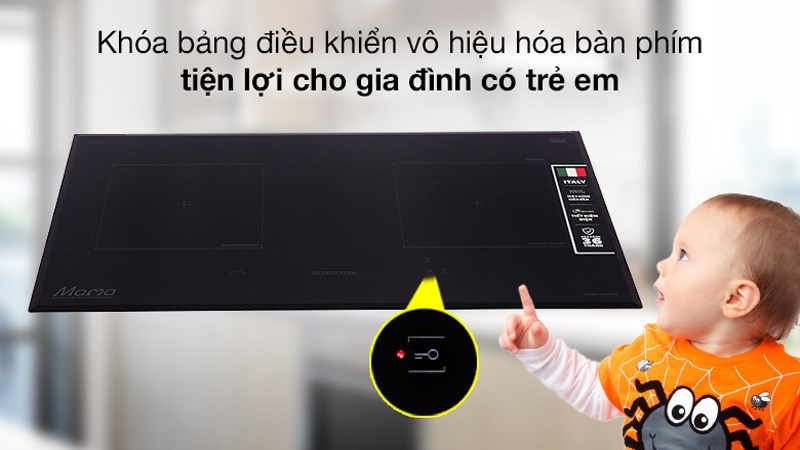T&iacute;nh năng an to&agrave;n kh&oacute;a bảng điều khiển của bếp từ đ&ocirc;i lắp &acirc;m Sunhouse Mama MMB9988