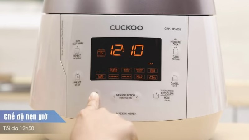 Chức năng hẹn giờ của nồi cơm điện tử &aacute;p suất Cuckoo 1.8 l&iacute;t CRP - PK1000S/P2PIVNCV