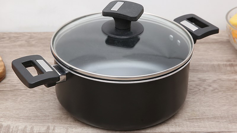 Nồi nh&ocirc;m nắp k&iacute;nh 22 cm Delites NCDE002-22