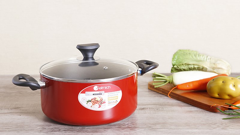 Bộ nồi chảo nh&ocirc;m chống d&iacute;nh nắp k&iacute;nh Elmich EL1162