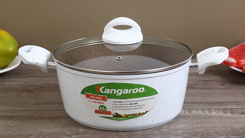 Nồi nh&ocirc;m chống d&iacute;nh nắp k&iacute;nh 24 cm Kangaroo KG995L