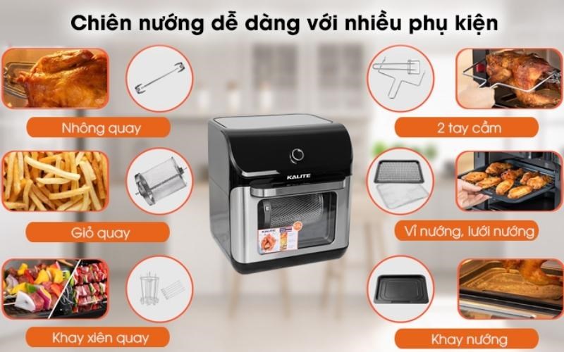 L&ograve; gi&uacute;p chi&ecirc;n nướng dễ d&agrave;ng với nhiều phụ kiện đi k&egrave;m