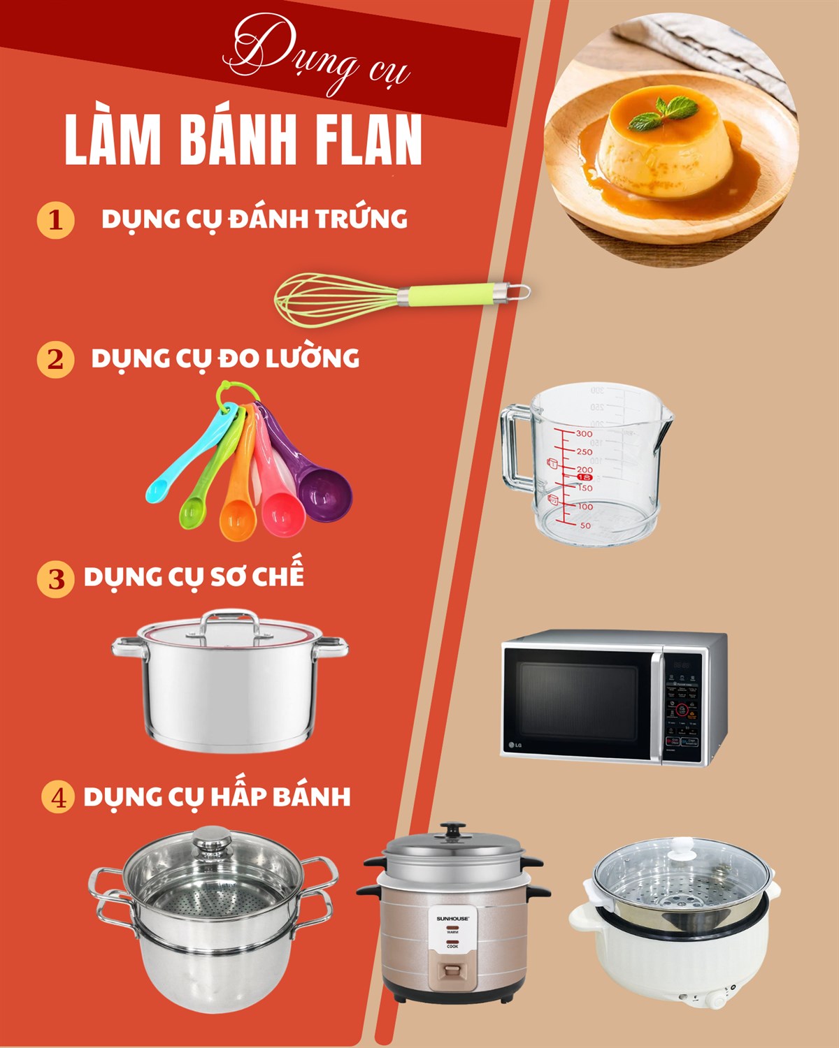 Dụng cụ làm bánh flan