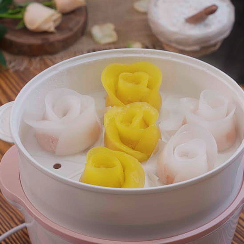 Bước 4 Hấp há cảo Há cảo hoa hồng