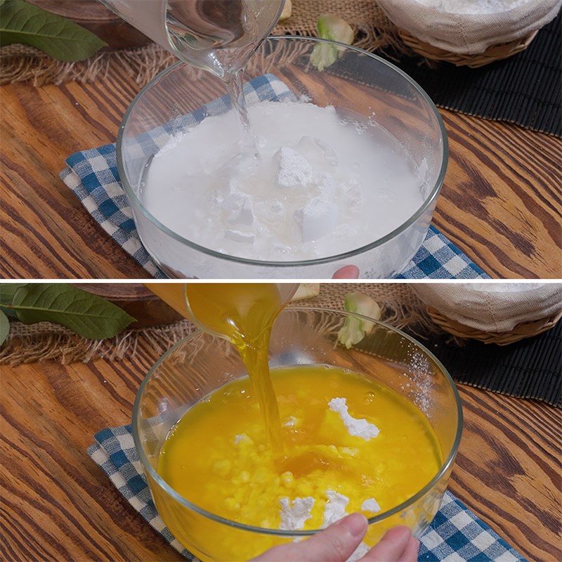 Bước 1 Làm bột há cảo Há cảo hoa hồng