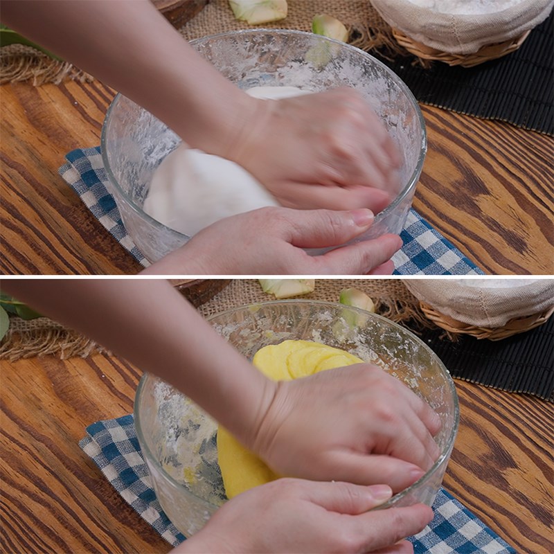 Bước 1 Làm bột há cảo Há cảo hoa hồng