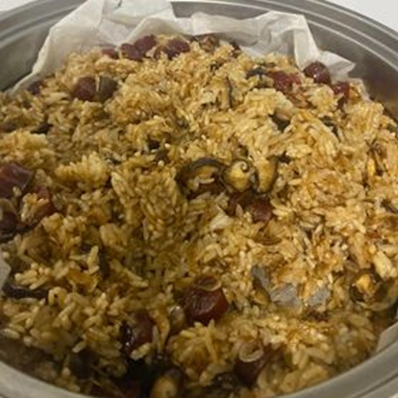 Bước 3 Tiến hành nấu xôi lạp xưởng Xôi ruốc lạp xưởng