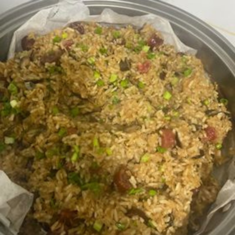 Bước 3 Tiến hành nấu xôi lạp xưởng Xôi ruốc lạp xưởng