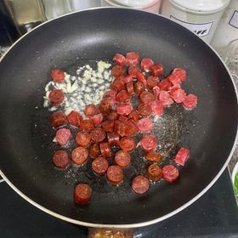 Bước 2 Xào nhân xôi Xôi ruốc lạp xưởng