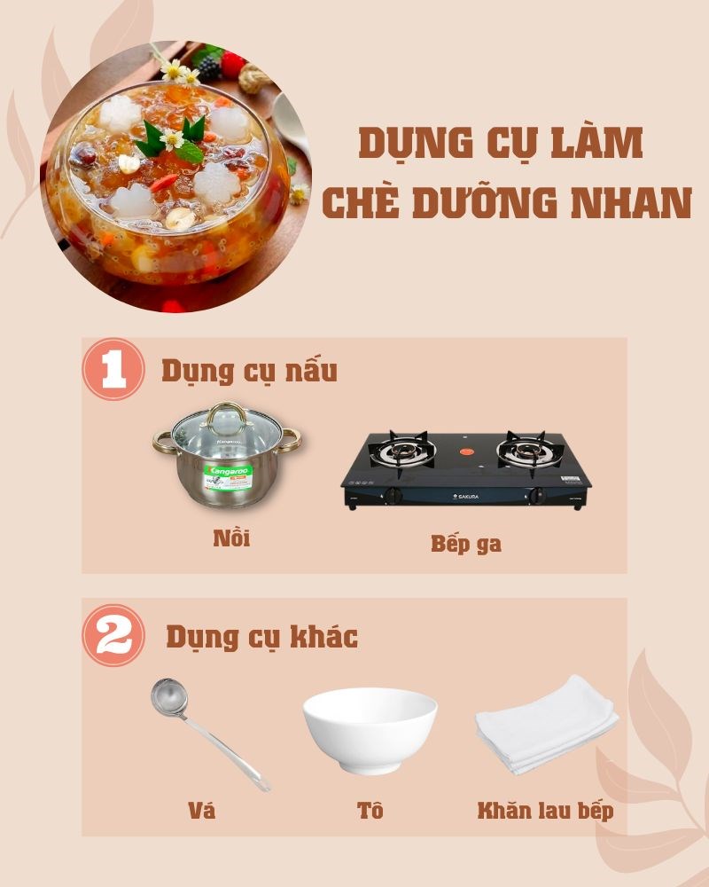 Combo dụng cụ dùng để nấu chè dưỡng nhan