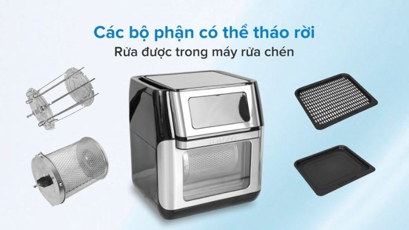 Lò chiên không dầu có thể dễ dàng vệ sinh các bộ phận sâu bên trong