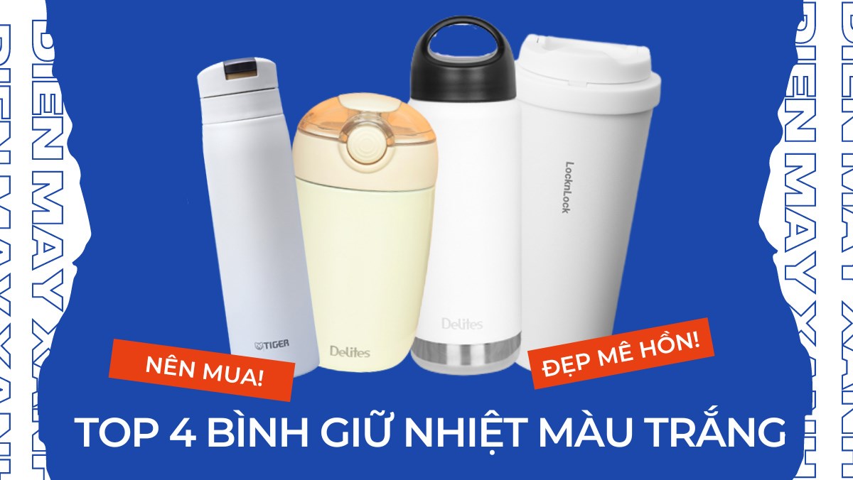 Bình giữ nhiệt màu trắng tinh tế, trang nhã