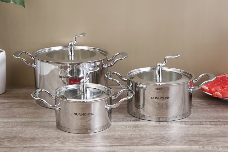 Bộ 3 nồi inox 5 đ&aacute;y Sunhouse SHG2503MSA