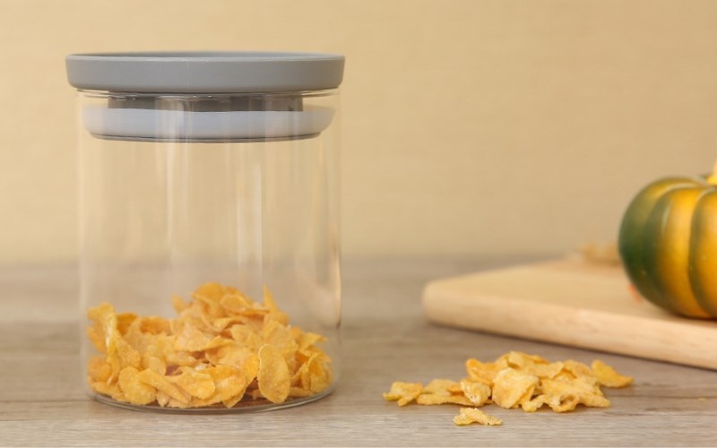 Hũ đựng thực phẩm thủy tinh 650 ml BHX AC-AY91019D x&aacute;m