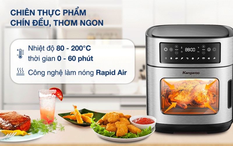 L&ograve; chi&ecirc;n kh&ocirc;ng dầu Kangaroo KG12AF1A 12 l&iacute;t 