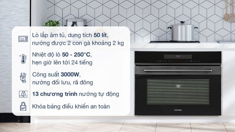 Lò nướng kết hợp vi sóng lắp âm Hafele HCO-8T50A (538.01.431) 50 lít