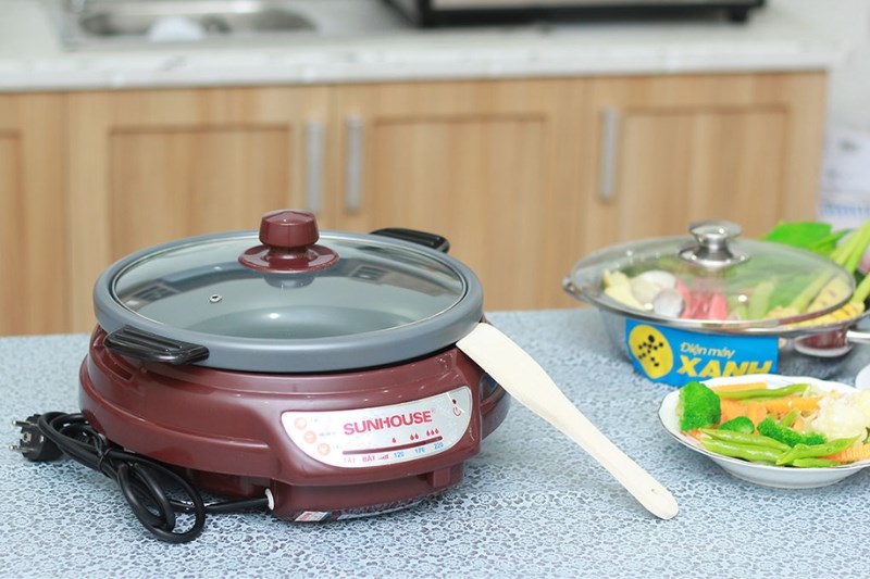 Nồi lẩu điện Sunhouse SH-535L N&acirc;u 3.5 l&iacute;t