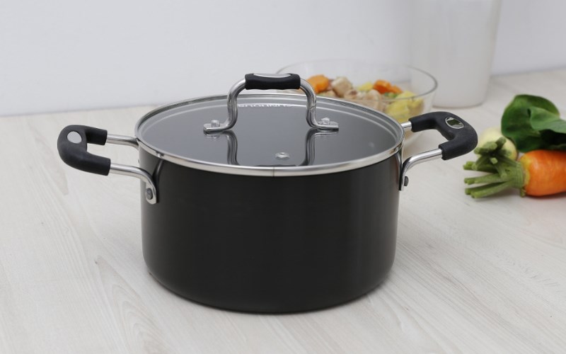 nồi nh&ocirc;m anod nắp k&iacute;nh 24 cm Sunhouse SP38124