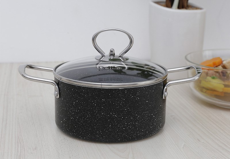 Nồi nhôm chống dính nắp kính 16 cm Delites NDE