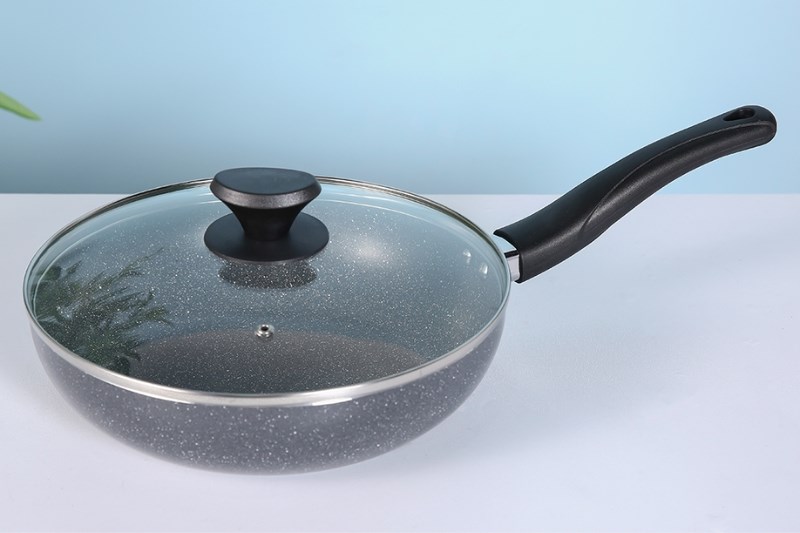 Chảo nh&ocirc;m s&acirc;u chống d&iacute;nh v&acirc;n đ&aacute; đ&aacute;y từ nắp k&iacute;nh 26 cm Delites CE005-26