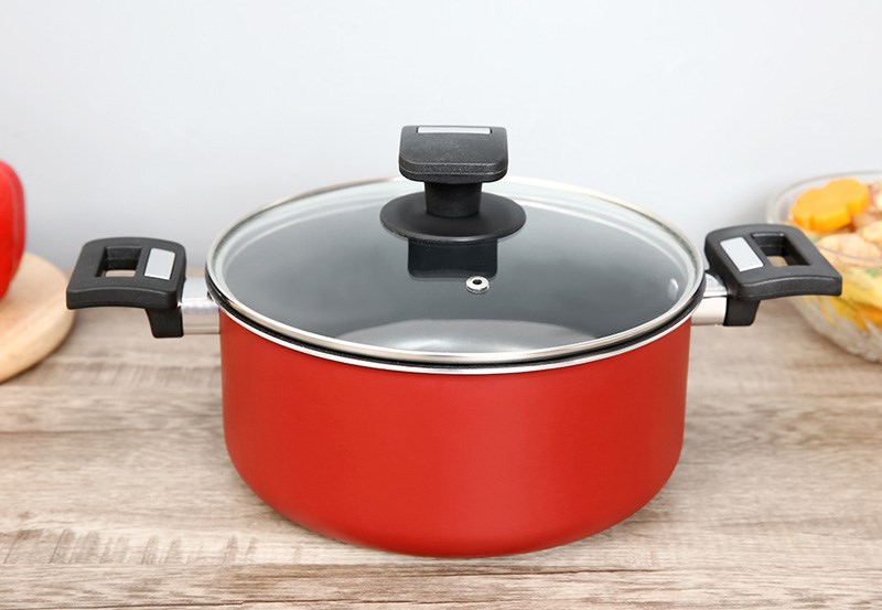 Nồi nh&ocirc;m chống d&iacute;nh nắp k&iacute;nh 22 cm Hommy NE002-22