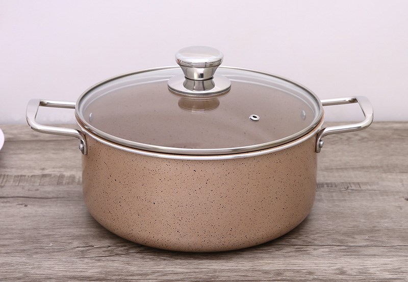 Nồi nh&ocirc;m chống d&iacute;nh nắp k&iacute;nh 24 cm Hommy NE009-24