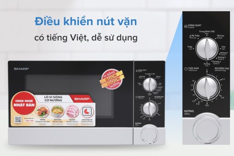 Lò vi sóng có nướng Sharp R-G302VN-S 23 lít