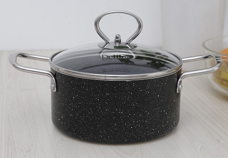 Nồi nh&ocirc;m chống d&iacute;nh nắp k&iacute;nh 16 cm Delites NDE
