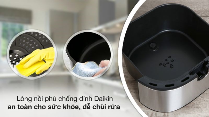 L&ograve;ng nồi phủ chống d&iacute;nh Daikin an to&agrave;n cho sức khỏe, dễ ch&ugrave;i rửa