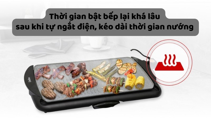 Thời gian bếp bật lại l&acirc;u khi tự ngắt điện, k&eacute;o d&agrave;i thời gian nướng