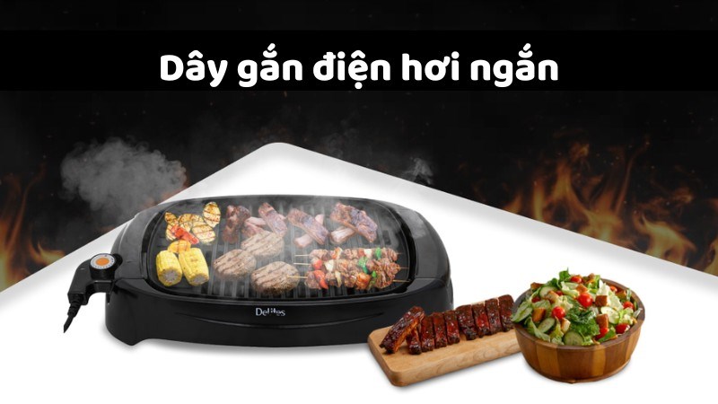 Loại bếp nướng điện Delites 1800W BN02 c&oacute; d&acirc;y gắn điện ngắn