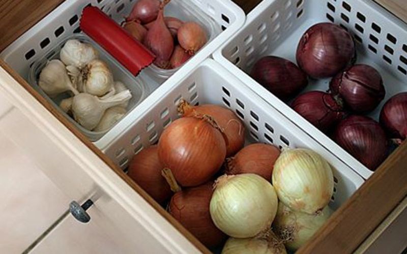 Bảo quản h&agrave;nh t&acirc;y trong hộp đựng thực phẩm v&agrave; đặt ở nơi tối v&agrave; m&aacute;t