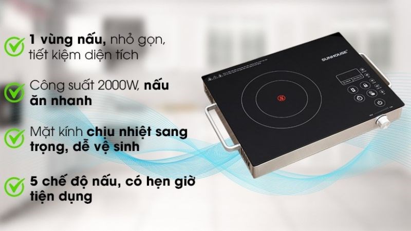 Bếp hồng ngoại Sunhouse SHD 6017(EMC) c&oacute; nhiều t&iacute;nh năng
