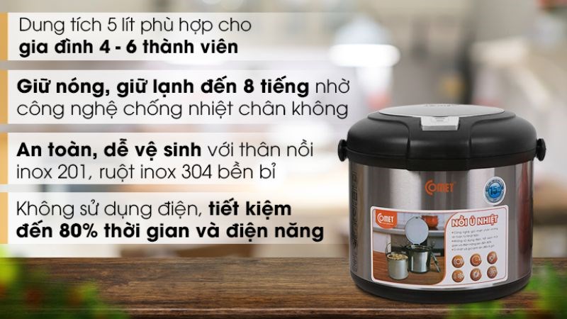 Nồi ủ nhiệt đa năng 5 l&iacute;t Comet CM7661