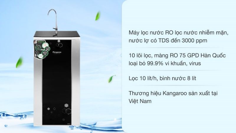 Máy lọc nước R.O nước mặn, nước lợ Kangaroo KG3500AVTU 10 lõi