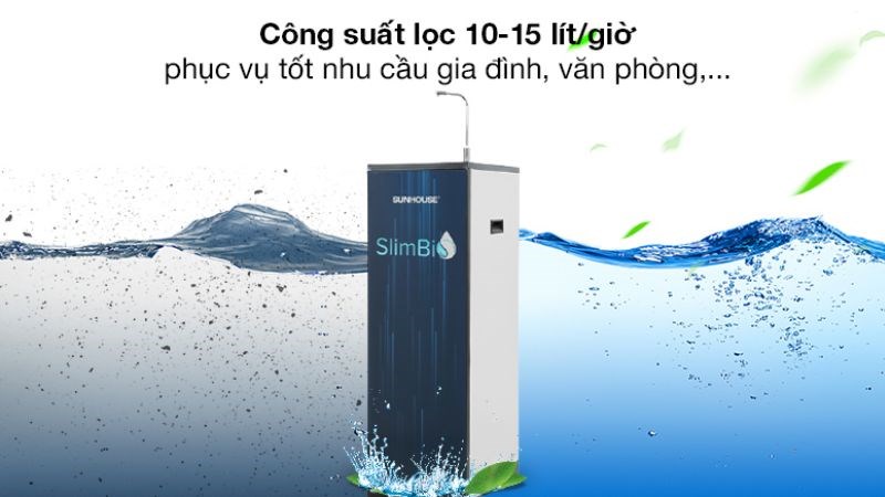 Công suất lọc của máy lọc nước RO nóng nguội lạnh Sunhouse SHA76214CK-S 9 lõi